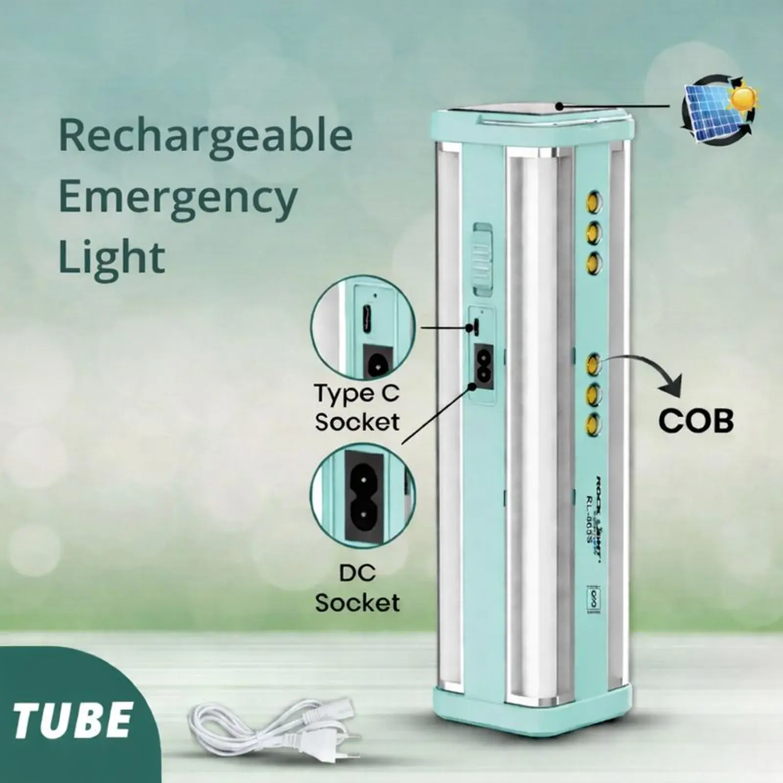 RL-865S Emergency Light with solar charging and Type-C port